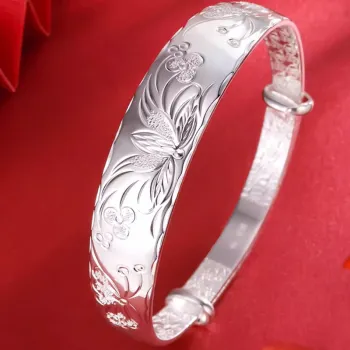 Bear Silversmith 999 Fine Silver Sterling Silver Bangle Women's