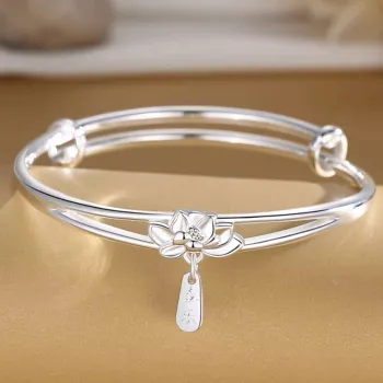 Bear Silversmith 999 Fine Silver Sterling Silver Bangle Women's