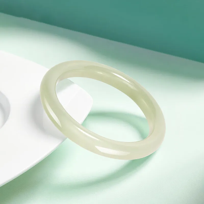 Bear Silversmith Hetian Jade Bangles White Jade/Pale Greenish White Jade Women's-9