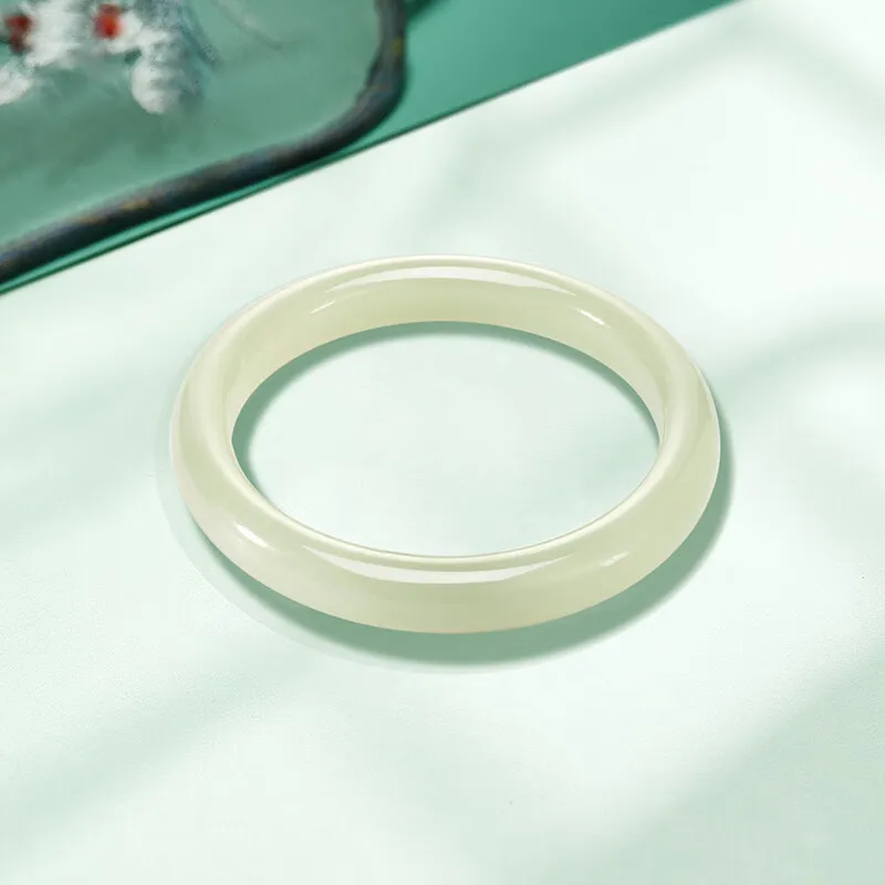 Bear Silversmith Hetian Jade Bangles White Jade/Pale Greenish White Jade Women's-11
