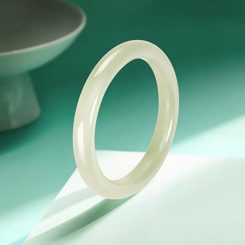 Bear Silversmith Hetian Jade Bangles White Jade/Pale Greenish White Jade Women's-10