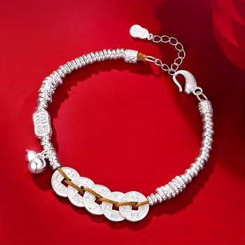 Bear Silversmith 999 Fine Silver Sterling Silver Nugget Bracelet Women's