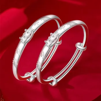 Bear Silversmith 999 Fine Silver Sterling Silver Bangle Kids'