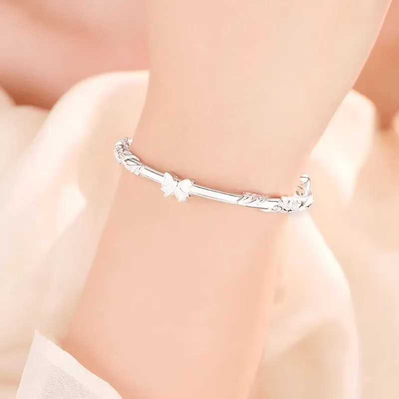 Bear Silversmith 999 Fine Silver Sterling Silver Bangle Women's-13