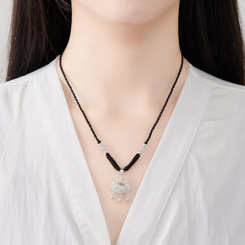Bear Silversmith Chalcedony Sterling Silver Necklace Women's-4