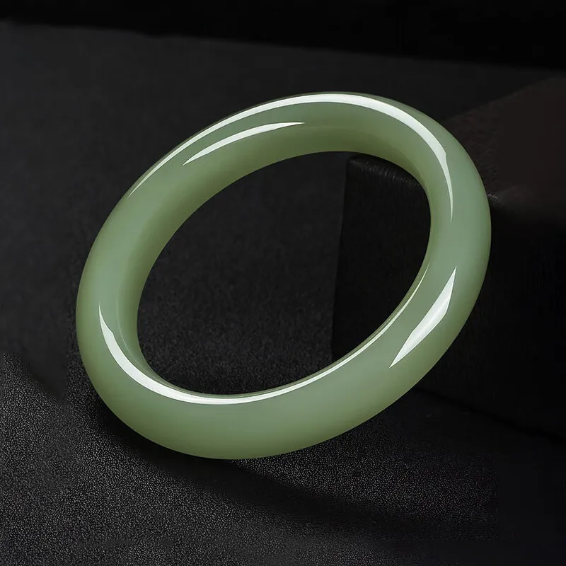 Bear Silversmith Hetian Jade Bangles White Jade/Pale Greenish White Jade Women's-1