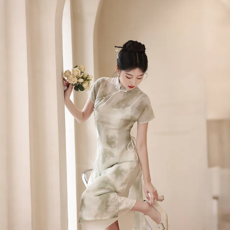ENEESSI Cheongsam Women's Apricot-2