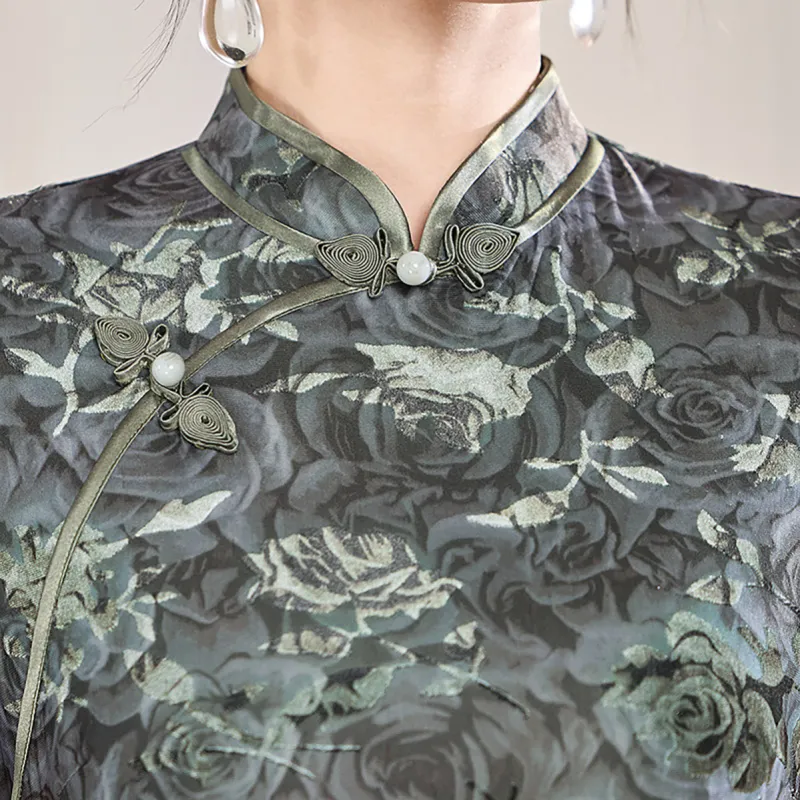 ENEESSI Spring Summer Release Cheongsam Women's Purple Gray-7