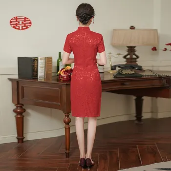 ENEESSI Spring Summer Cheongsam Women's Red
