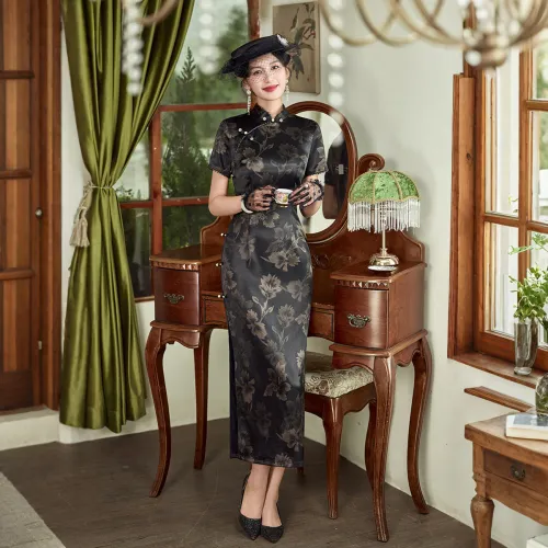 ENEESSI Cheongsam Women's Begonia Flower