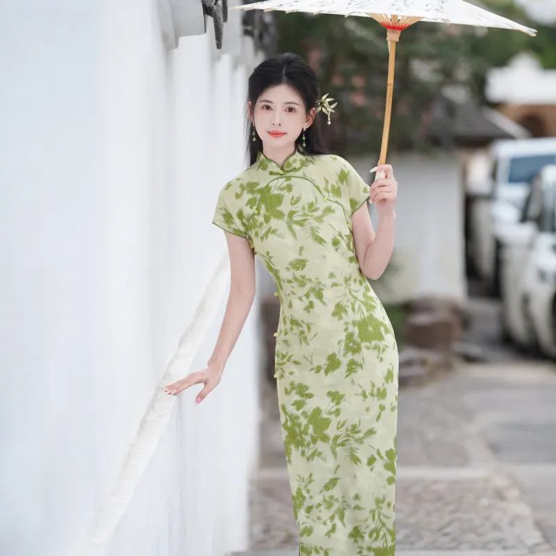 ENEESSI Cheongsams Women's Green-3