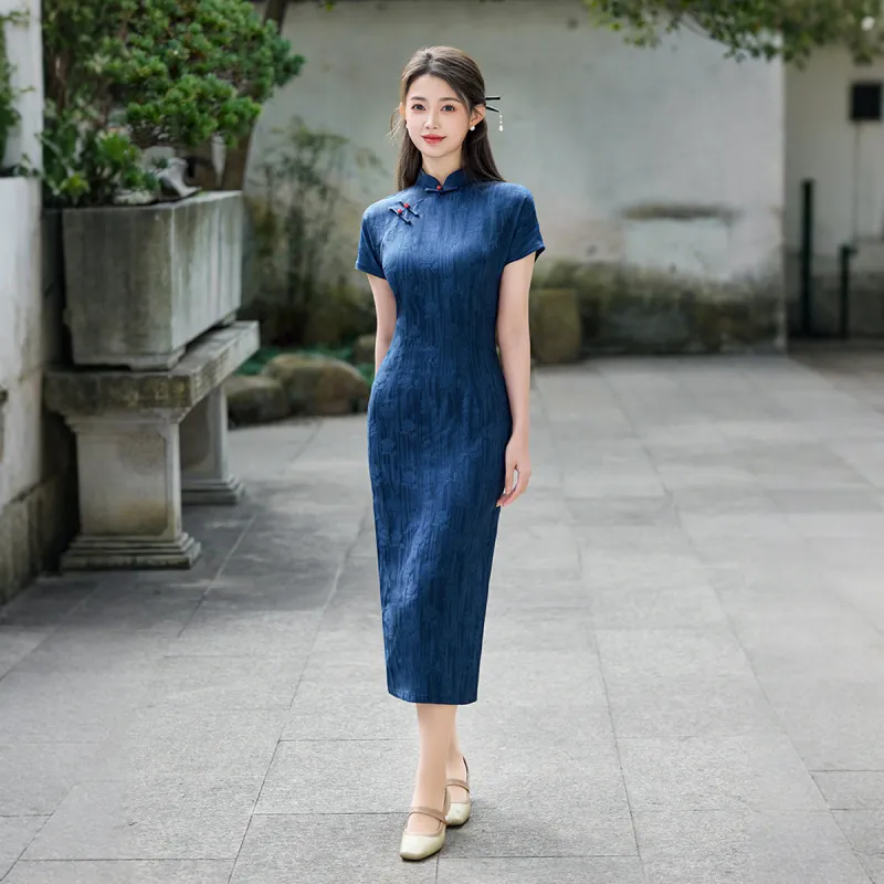ENEESSI Spring Summer Release Cheongsam Women's Dark Blue-2