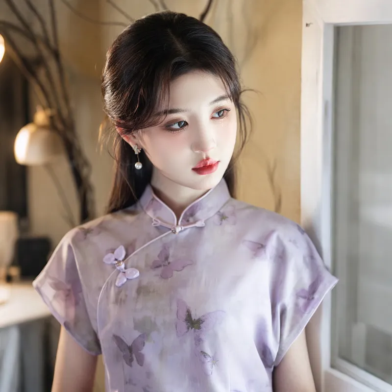 ENEESSI Cheongsams Women's Purple-4