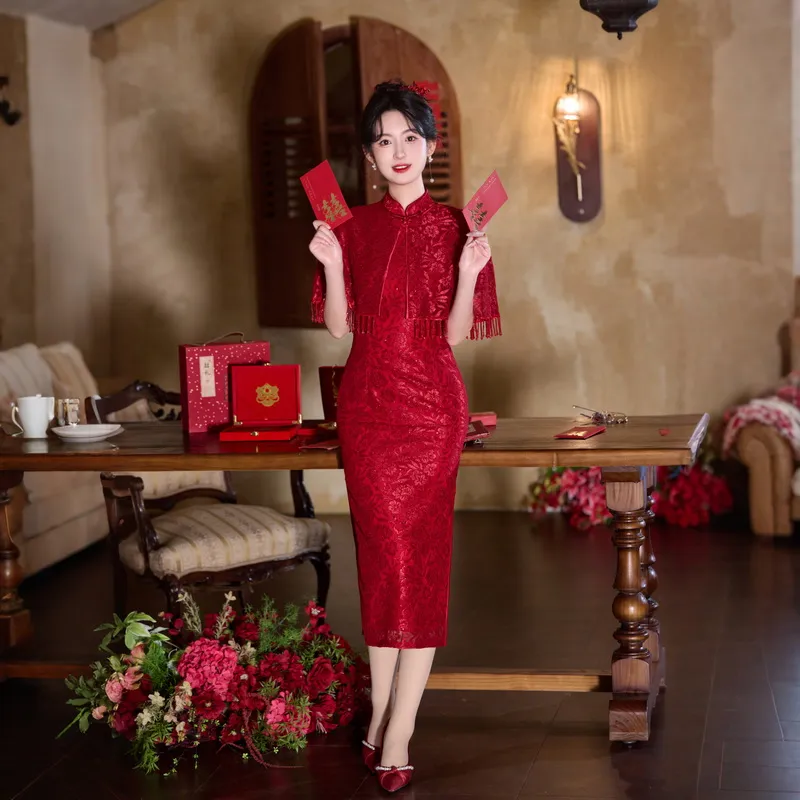 ENEESSI Cheongsams Women's Red-1