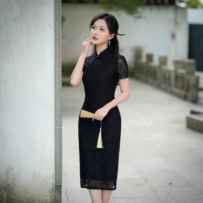 ENEESSI SS25 Cheongsam Women's Black-3
