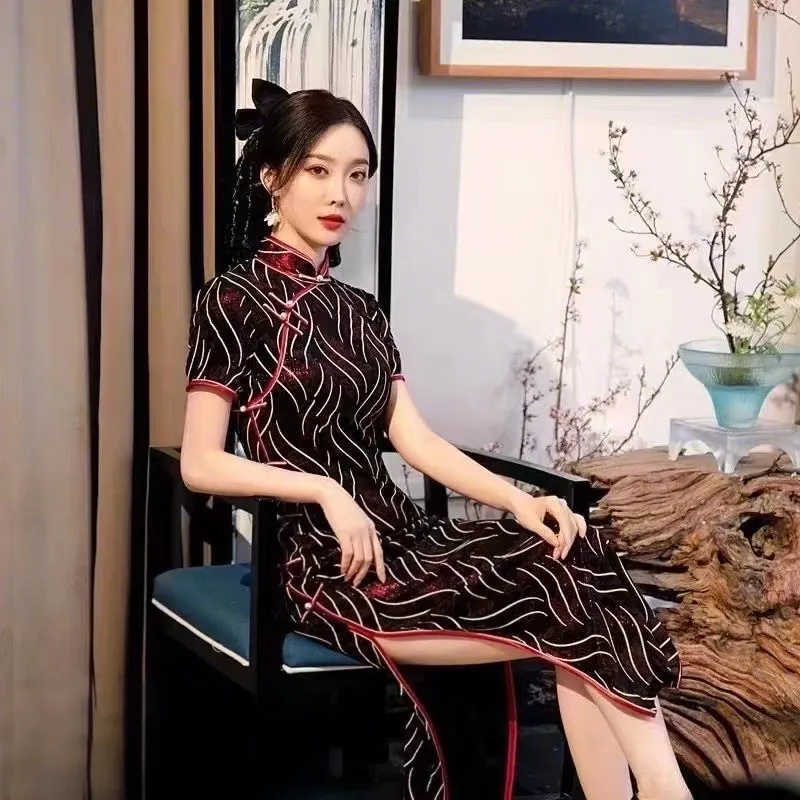 ENEESSI Spring Summer Release Cheongsam Women's Burgundy-1