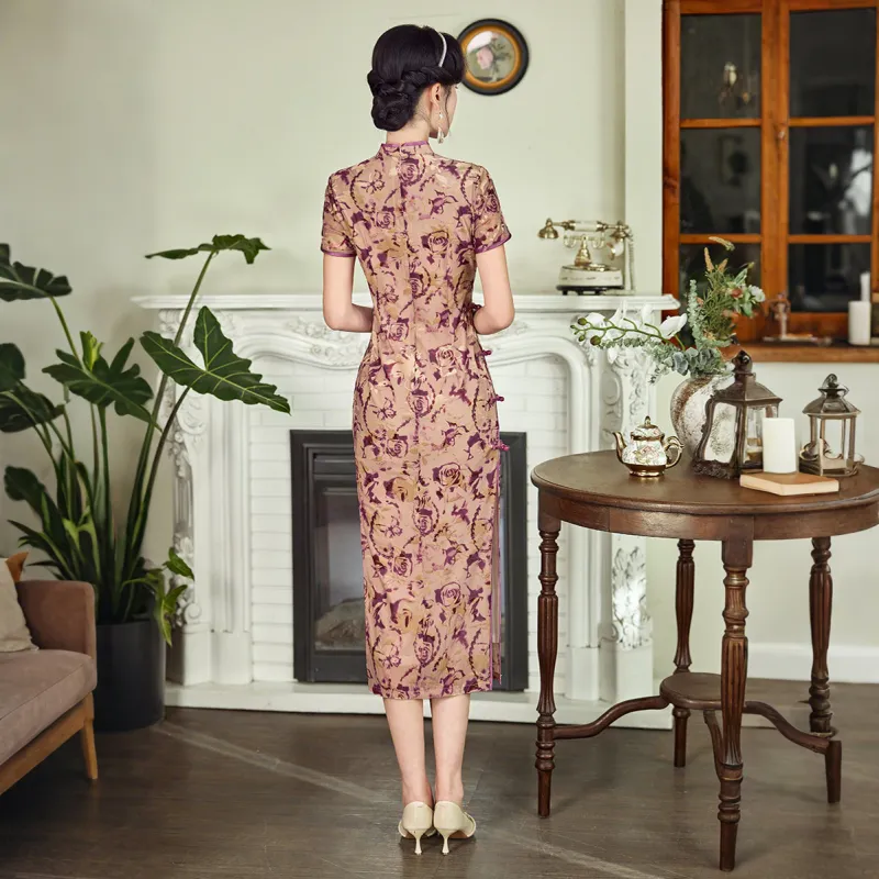 ENEESSI Spring Summer Release Cheongsam Women's Purple Gray-1