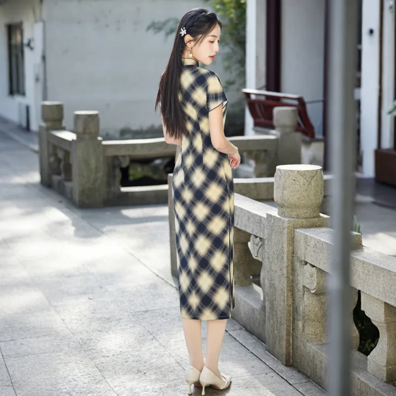ENEESSI Spring Summer Release Cheongsam Women's Beige Blue-2