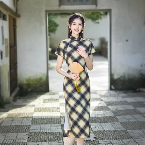 ENEESSI Spring Summer Release Cheongsam Women's Beige Blue