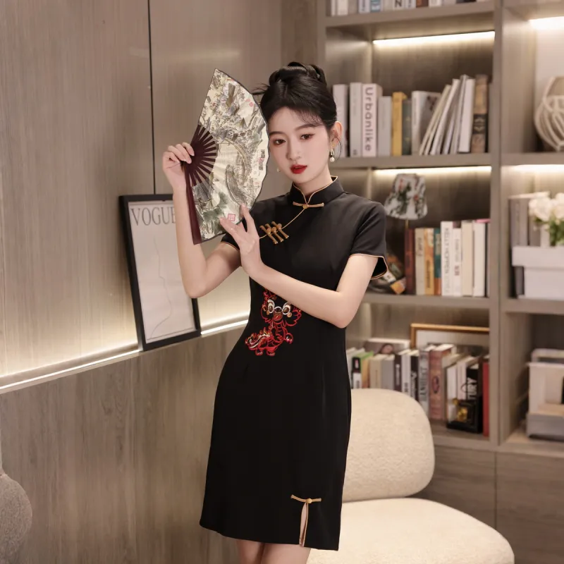 ENEESSI Cheongsam Women's Black-4