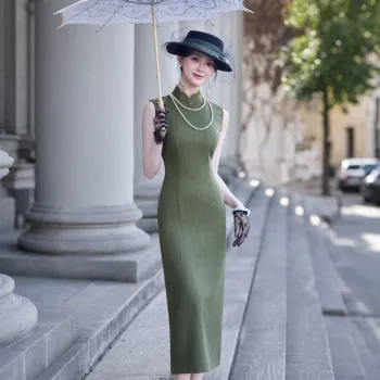 ENEESSI Spring Summer Release Cheongsam Women's Pickle Green Black Apricot