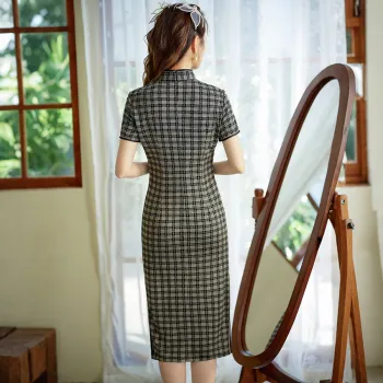 ENEESSI Cheongsams Women's Black Plaid