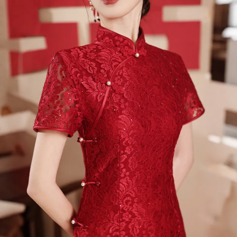 ENEESSI Cheongsams Women's Red-4