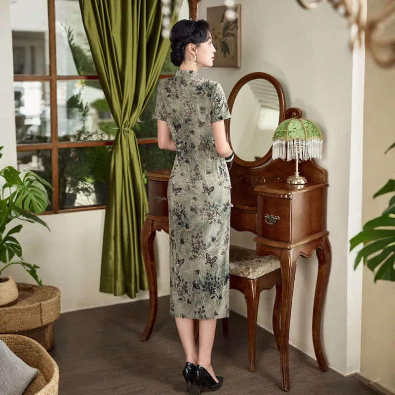 ENEESSI Spring Summer Release Cheongsam Women's Purple Gray-2