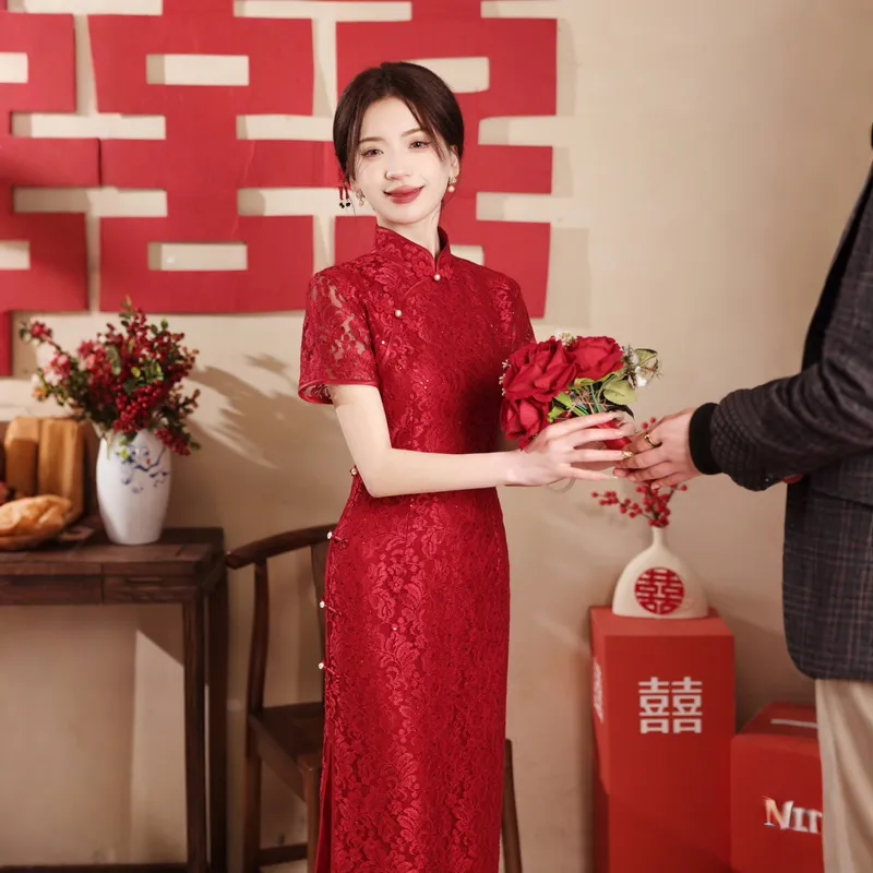 ENEESSI Cheongsams Women's Red-2