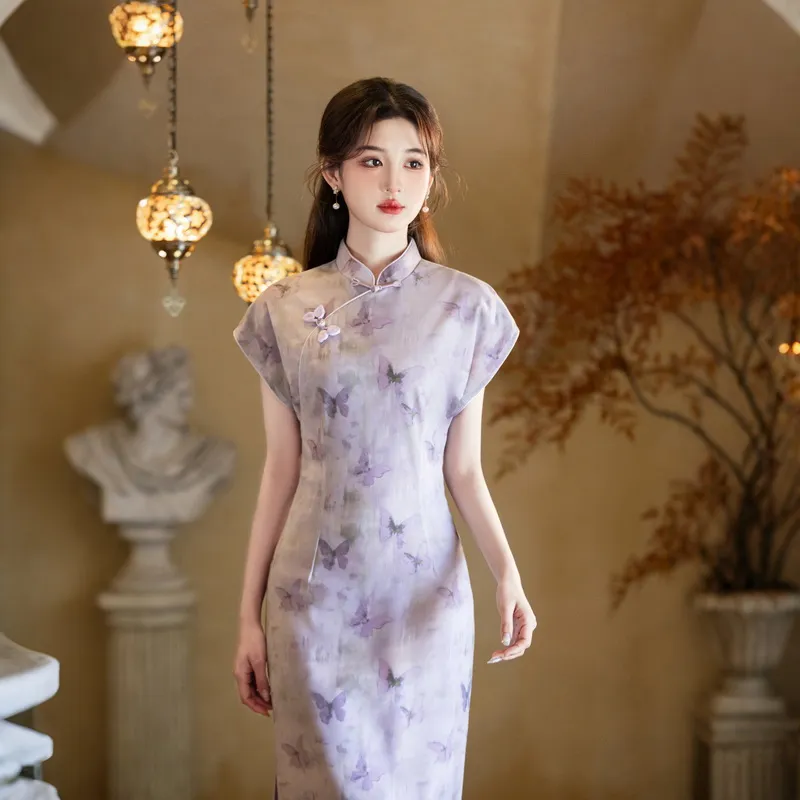ENEESSI Cheongsams Women's Purple-3