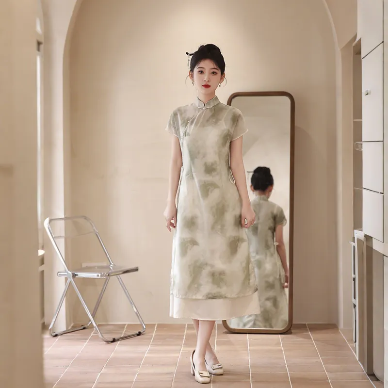 ENEESSI Cheongsam Women's Apricot-5