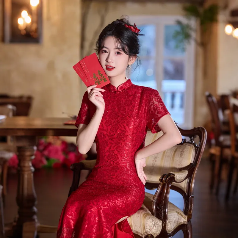 ENEESSI Cheongsams Women's Red-4