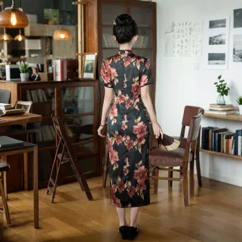 ENEESSI Cheongsam Women's Black With Print