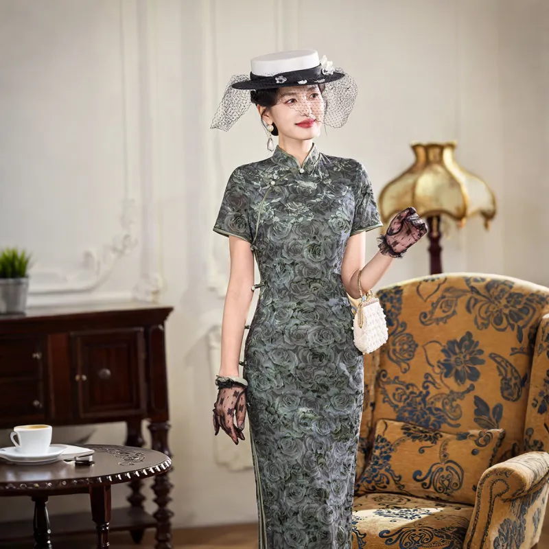 ENEESSI Spring Summer Release Cheongsam Women's Purple Gray-6