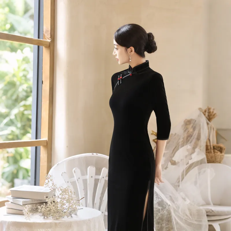 ENEESSI Spring Summer Release Cheongsam Women's Black-4