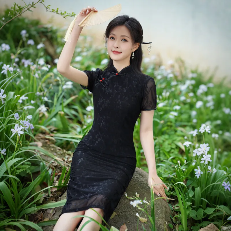 ENEESSI SS25 Cheongsam Women's Black-1