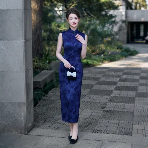 ENEESSI Spring Summer Release Cheongsam Women's Dark Blue