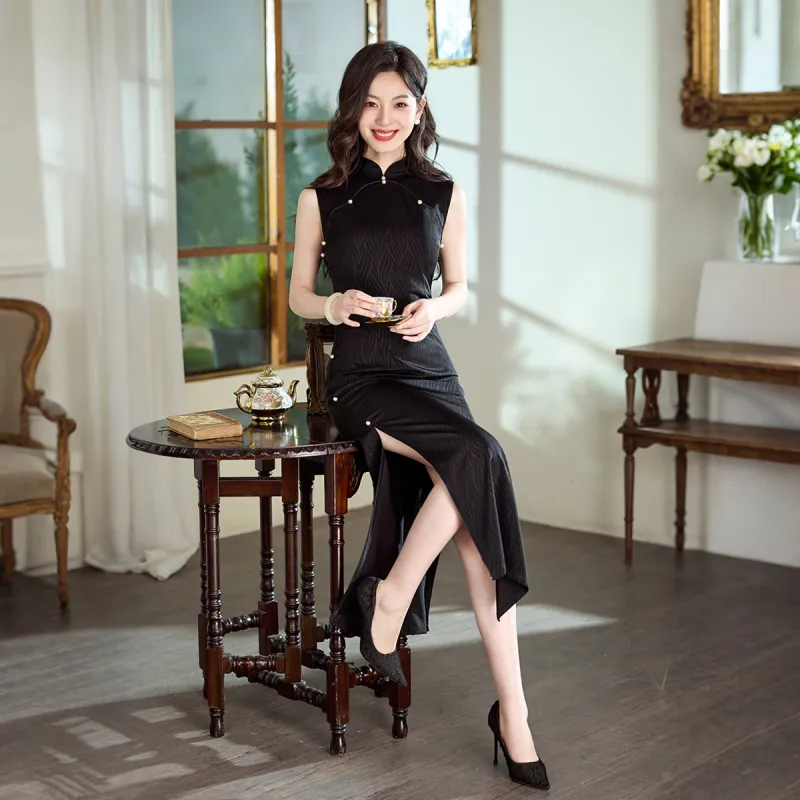 ENEESSI Spring Summer Release Cheongsam Women's Black-1