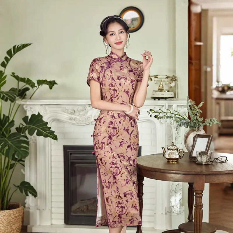 ENEESSI Spring Summer Release Cheongsam Women's Purple Gray-2
