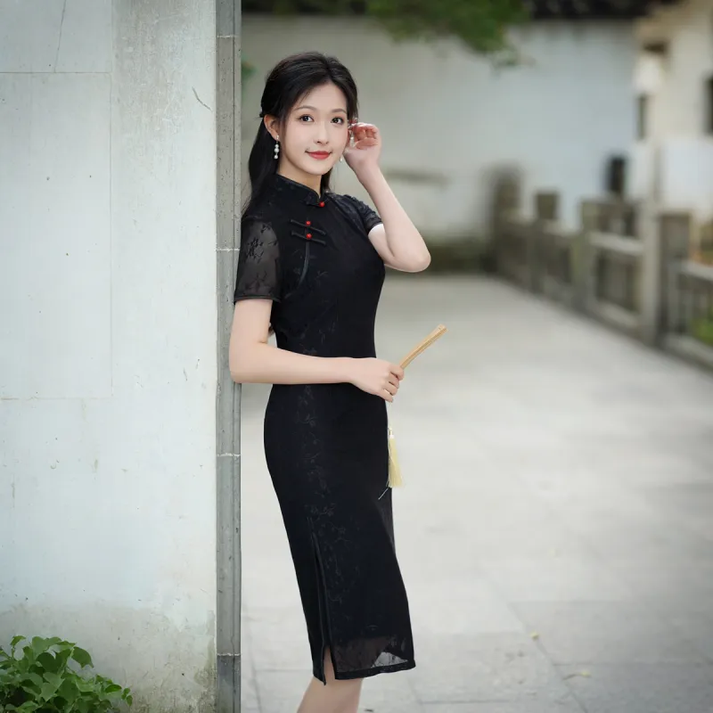 ENEESSI SS25 Cheongsam Women's Black-4