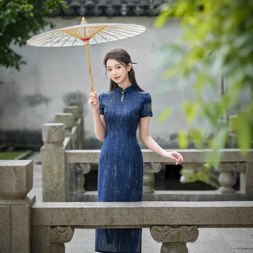 ENEESSI Spring Summer Release Cheongsam Women's Navy Blue