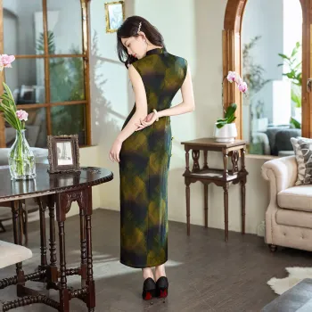ENEESSI Cheongsam Women's Blue Yellow