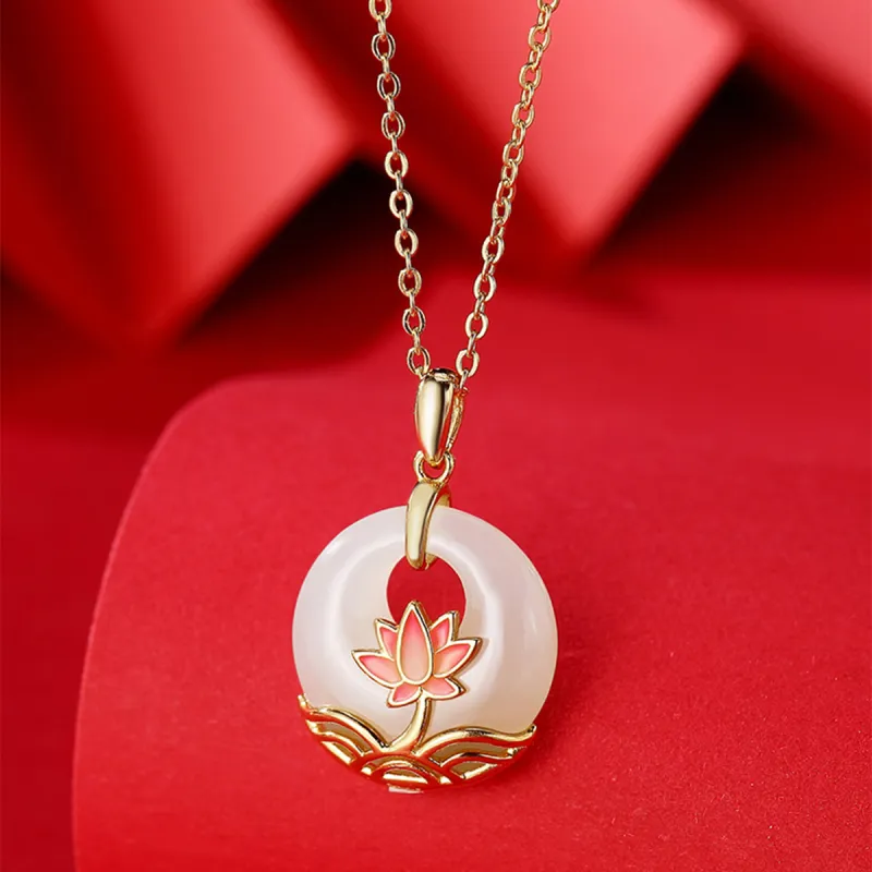 MGS White Jade Bodhi Necklaces Women's-5