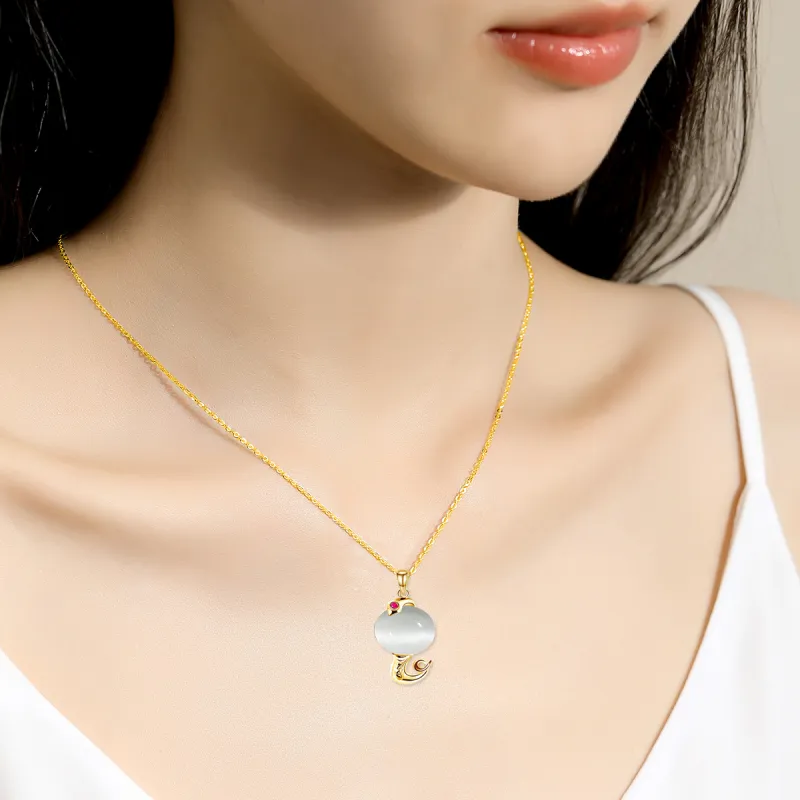 MGS Glass Cat Eye Necklaces Women's-8