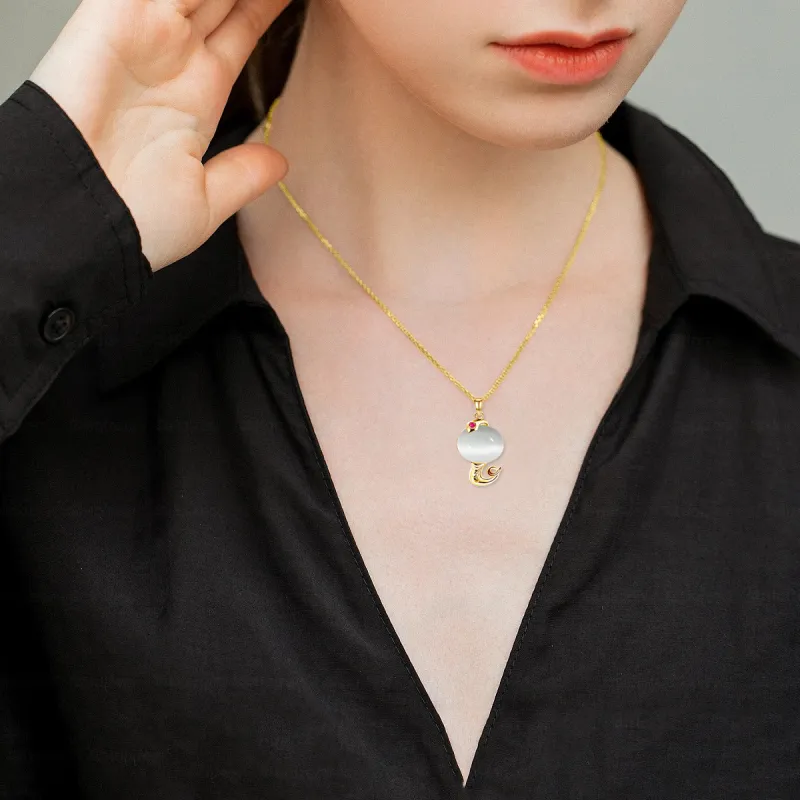 MGS Glass Cat Eye Necklaces Women's-10