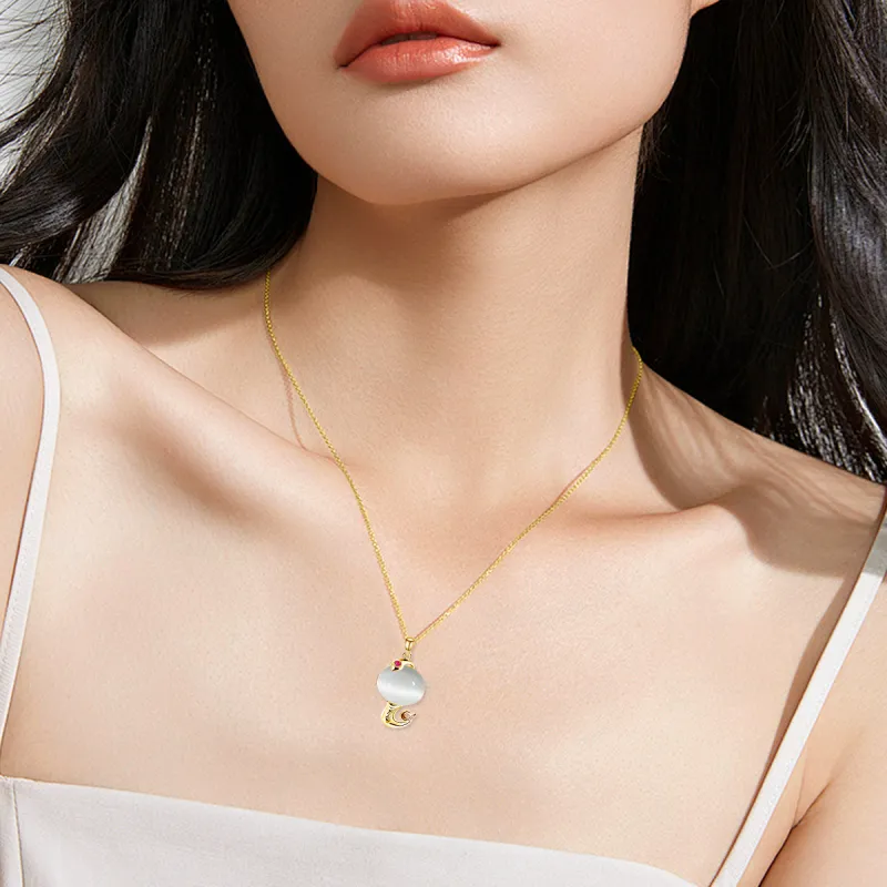 MGS Glass Cat Eye Necklaces Women's-11