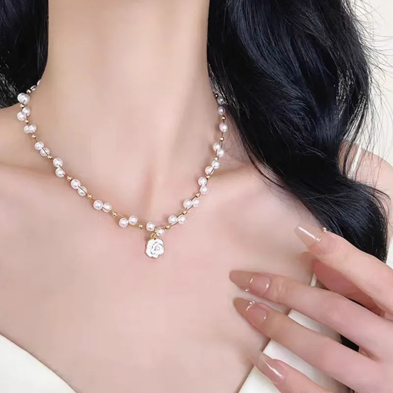 MGS Alloy Shell Pearl Necklaces Women's-2