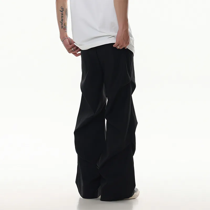 ONITSOP Draping Floor Length Pleated Suit Pants Unisex-5