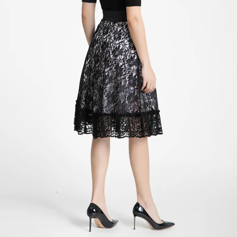 LIZZY Casual Long Skirts Women's Black-3