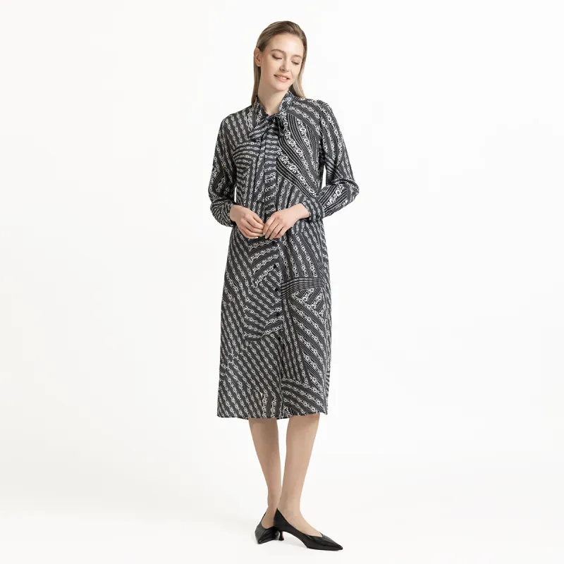 LIZZY Long Sleeved Dresses Women's Black White-1